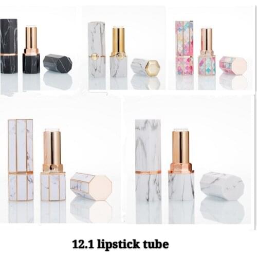 Empty Lipstick Tube 12.1mm Colorful Scale Lip Balm Tube 3D Printing Lipstick Container Empty Eight Sides cosmetic Packaging 30pc