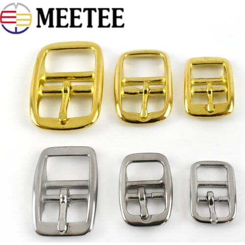 Meetee 2/5pc 16/20/26mm Pure Copper Belt Buckle Metal Brass Pin Buckles Bags Strap Adjustment Hook DIY Leather Decor Accessories