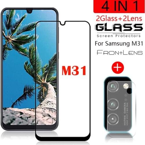4-in-1 Camera +Tempered Glass For Samsung galaxy M31 Screen Protector Glass On Samsung M31 protective Glass