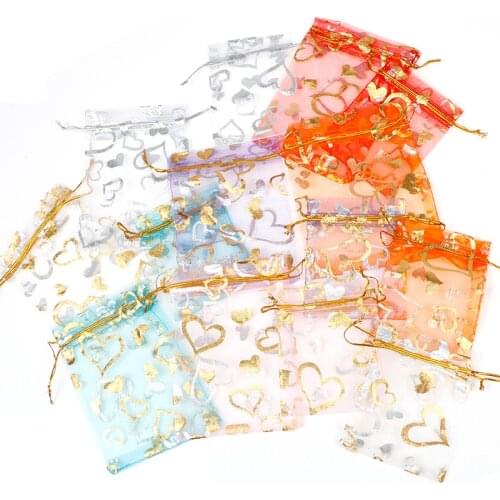 50Pcs/lot Organza Bag Jewelry Tulle Drawstring Bag Jewelry Packaging Display & Jewelry Pouches Wedding Gift