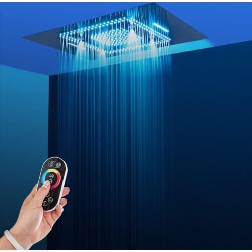 600*800mm Misty Shower Head Rainfall Waterfall Shower Heads Bathroom Spray Massage Ceiling LED Light Showerheads 304 SUS
