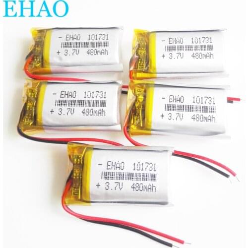 5 pcs EHAO 101731 3.7V 480mAh Lithium Polymer LiPo Rechargeable Battery cells For Mp3 GPS smart watch speaker