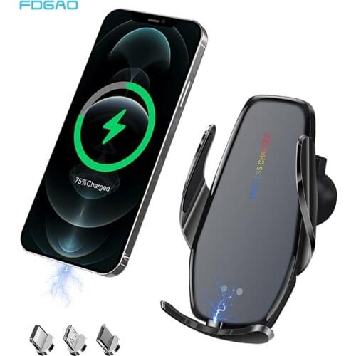 15W Fast Magnetic Wireless Charger for iPhone 12 Pro Max Mini 11 XS XR 8 Samsung S21 S20 S10 Car Mount Magnet Phone Holder Stand