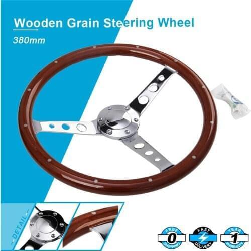 BRAND NEW 380mm 15inch(6 Hole ) Wood Steering Wheel with Horn Kit for Chevy Classic