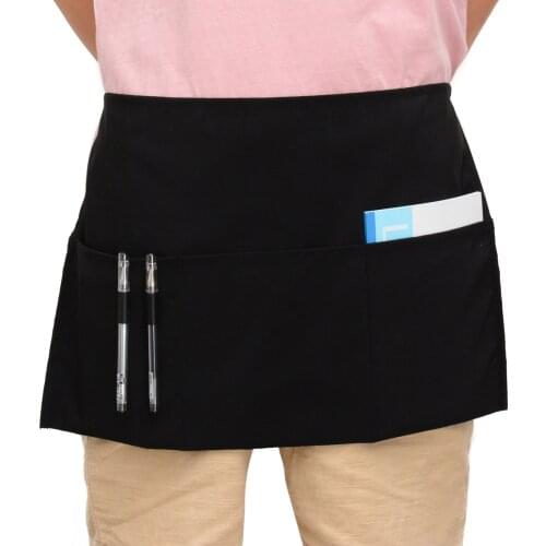 2 Styles Short Waist Apron Restaurant Kitchen Black Half Apron for Cafe Shop BBQ Hairdresser Aprons Bar Kitchen Accessory