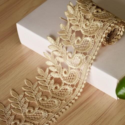 Cusack 3 yards 9 cm Lace Trims Applique Polyester Costumes Trimmings Ribbon Off White Brown Home Textiles DIY Sewing Lace Fabric