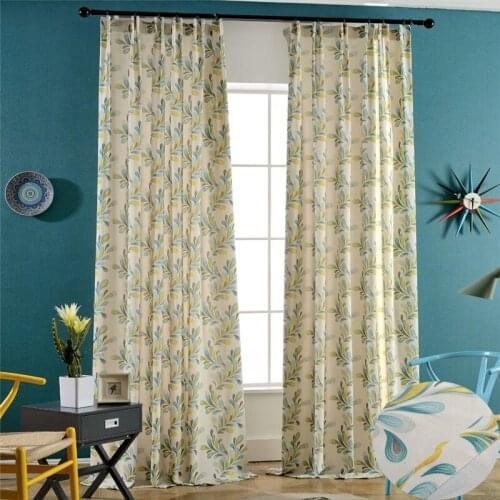 Elegant Flower Printed Curtains for Living Room Polyester and Cotton Fabric Jinya Home Decoration Hotel Bedroom Kitchen Curtain