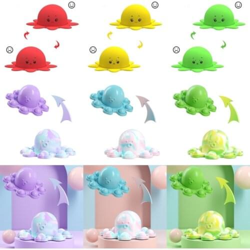 Octopus Fidget Toys Keychain Squeeze Stress Relief Squishy Push Bubble Pops Sensory Toy For Autism Special Children Antistress