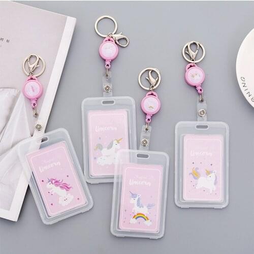 Kawaii Unicorn dog Magic Matrix Retractable Badge Card Holder Nurse Doctor Exhibition Pull Key ID Name Card Badge Holder