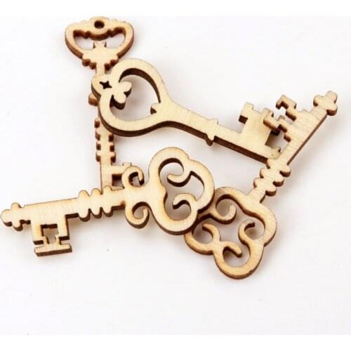 Natural Wood Color Key Wood Pattern Scrapbooking Art Collection Craft for Handmade Accessory Sewing Home 16x36mm 20pcs