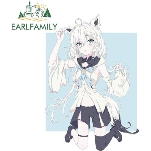 EARLFAMILY 13cm x 9cm for Hololive Shirakami Fubuki Anime Decal VAN Car Sticker Scratch-Proof Waterproof Graffiti Decoration