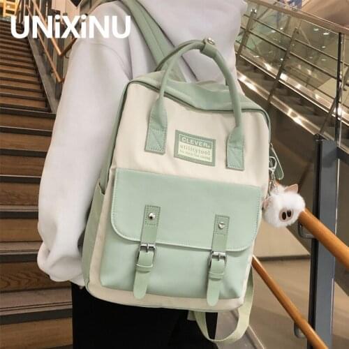Nylon Waterproof Womens Backpack Candy Color School Bags for Teenagers Girls Patchwork Backpack Female Rucksack Mochila