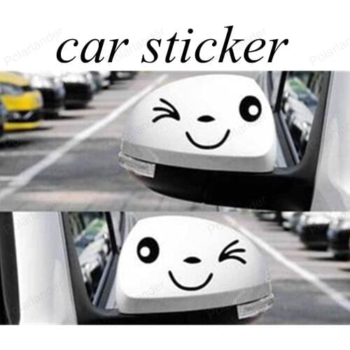 New arrival smile smiley face car decal sticker rearview mirror car accessories reflective free shipping