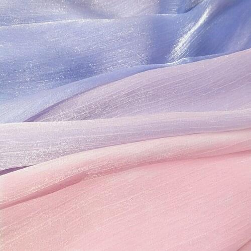 Discoloration bling-bling hard Organza yarn printing fabric hanfu/lolita/COSPLAY dress fabric cloth