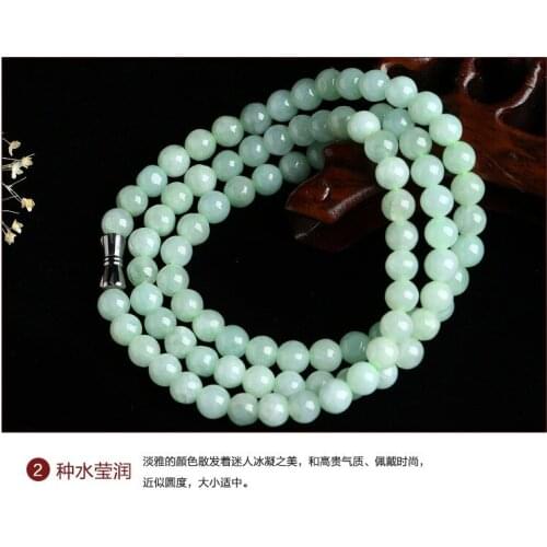 Lovers necklace Pure manual weaving shallow green, 6 mm round bead necklace charm mens and womens style