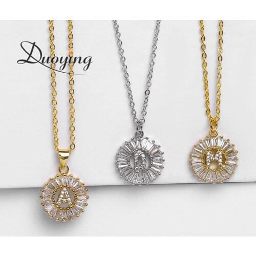 Cubic Zirconia Necklace For Girl Women Name Alphabet Initial Letter Pendants Necklace Choker Chain Personalized Colar Jewelry