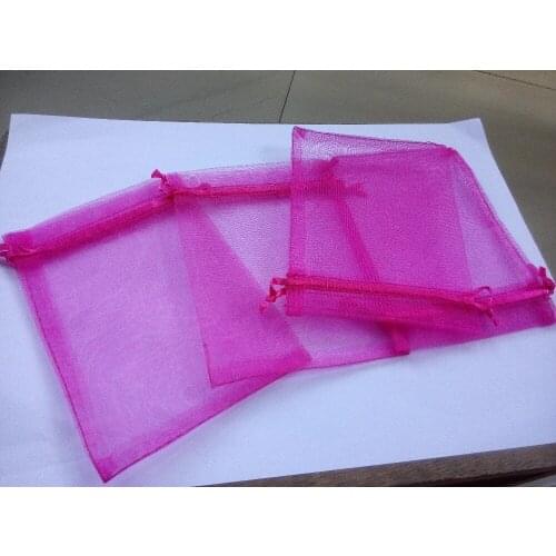 200pcs 10*15 Rose red gift bags for jewelry/wedding/christmas/birthday Organza Bags with handles Packaging Yarn bag
