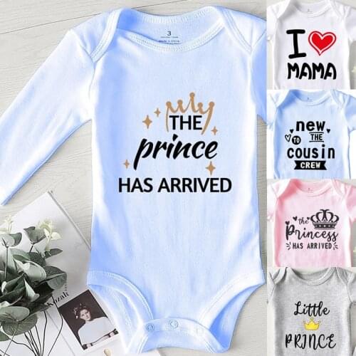 The Prince Has Arrived Printing Newborn Baby Boy Clothes Set Toddler Romper Summer 2021 New Born Jumpsuit Clothing for Newborns