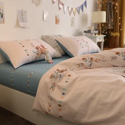 Pastoral Style Princess Simplicity Floral Bed Four-Piece Set Cotton Cotton Quilt Bed Sheet Quilt Cover Three-Piece Set