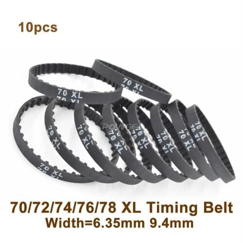 POWGE 70/72/74/76/78 XL Timing Belt W=025" 037"mm Perimeter 177.80/182.88/187.96/193.04/198.12mm Rubber XL Belt Inch Trapezoid