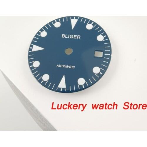 BLIGER 28.5mm blue and black dial luminous marks fit for MIYOTA 8215;Mingzhu 2813 3804 Automatic Movement