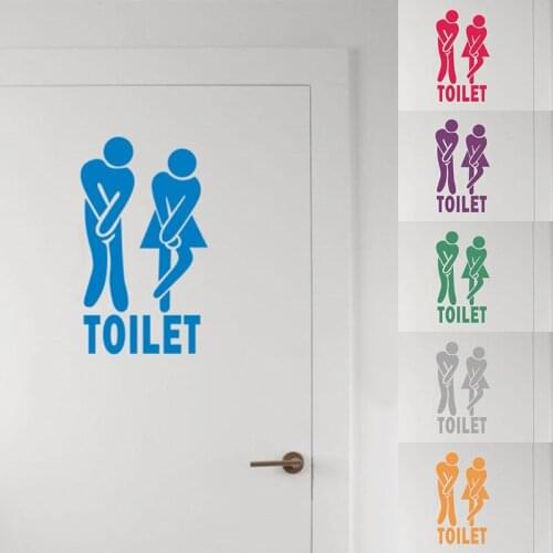 New Hot Sale Man&Woman Removable Cute Man Woman WC Washroom Toilet Sticker Family DIY Decor #87226