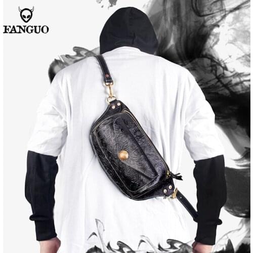 Mens Sling Bag Genuine Leather Messenger Waist Bags Vintage Shoulder Bag Male Crossbody For Short Trip Students