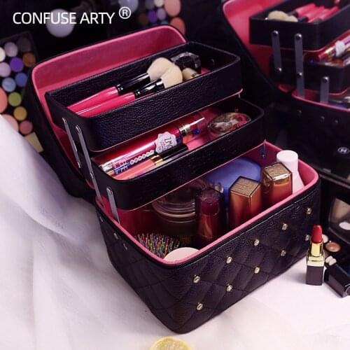 Makeup Bag High Quality Lovely Cosmetic Box Women casual Folding Layers Professional Travel Storage Case Large Capacity Suitcase