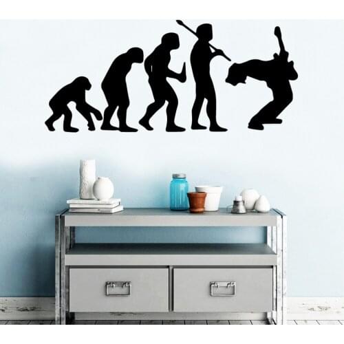 Funny Evolution Guitar Wall Stickers Modern Fashion Wall Sticker For Kids Room Living Room Home Decor Mural Poster