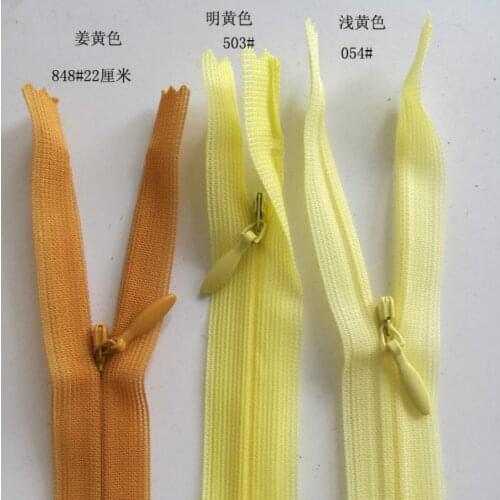 22pcs/lot Yellow YKK Invisible Zippers for Sewing Lace Close End for Dress Cushion Bag Tailoring Accessories