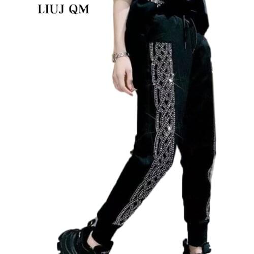 2021 Summer Sweatpants Womens Loose High Waist Plus Size Harajuku Zipper Cuffs Harem Pants Lace Hollow Casual Black Pants Women