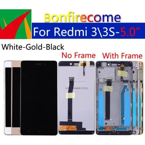 5.0" Display For Xiaomi Redmi 3 3S LCD Touch Screen Digitizer With Frame Replacement For Redmi 3S Display Assembly