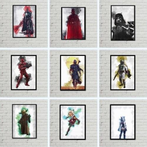 Star Wars Watercolor Wall Poster Star Wars Canvas Painting Wall Art Posters and Prints Street Art Picture Kids Room Home Decor