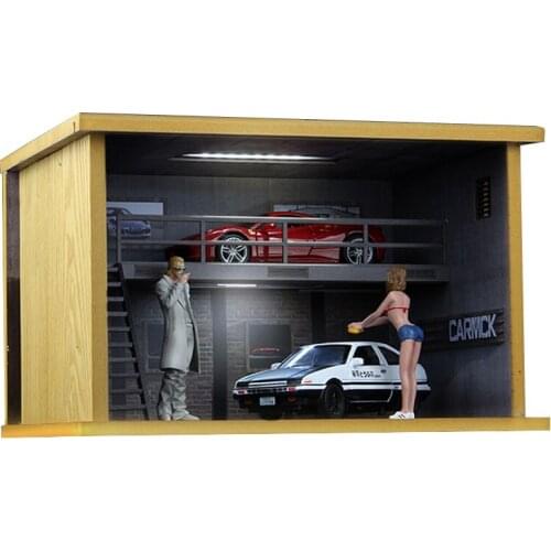 1:32 Car Model Display Box Double Layer Underground Garage Scene With Lighting Acrylic Dust Cover Tabletop Decoration