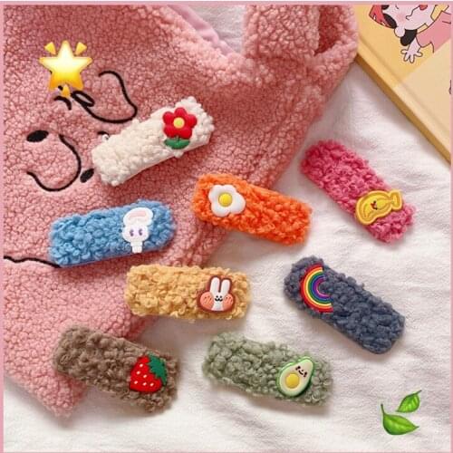 1pc Girls Hair Accessories Women Wool Hair Clips Hairpins Hairgrips Faux Fur Barrettes for Children Kids Headwear