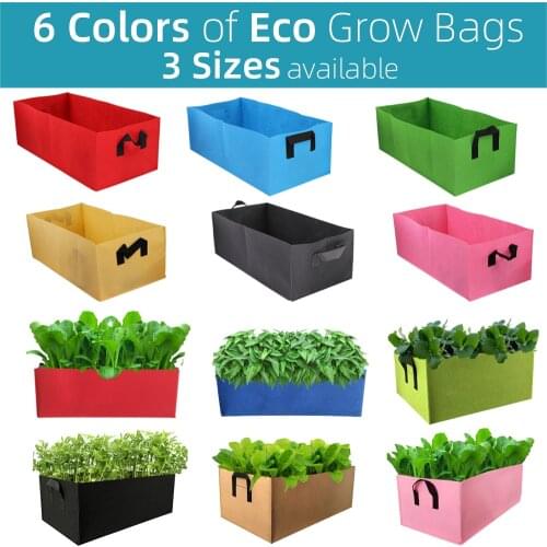 1PC 6 Colors 3 Sizes 1MM Thickness Square Fabric Grow Bags Economic Pots with Handles Garden Planting Containers for Flowers