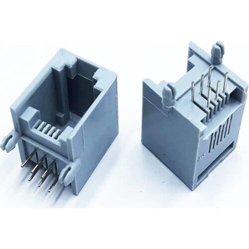 100pcs RJ12 RJ11 Socket Telephone 90 Degrees 6Pin Crystal Female 6p6c Socket