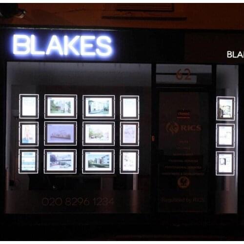 12PCS One Sided A4 Acrylic Led Poster Frame Display Light Boxes Cable Wire Hanging for Real Estate Agent Windows