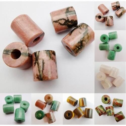 14MM Rhodonite Crystal Green Aventurine Tigereye Indian Carnelian Stone Cylinder Pendant Jewelry For Woman Gift (5 pcs/lot)