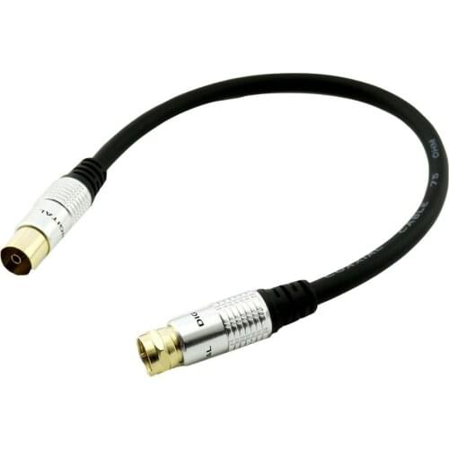 1x TV 9.5mm Female to F Type Male Plug Adapter Coaxial Connector Cable for Satellite TV 1ft/30cm