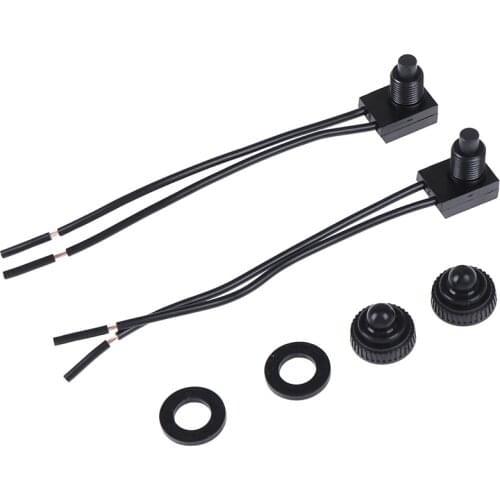 2Pcs/lot 12V Waterproof Push Button On-Off Switch With 4" Lead Wire