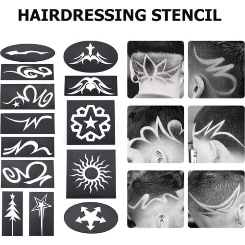 20x Mix-Pattern Hair Styling Tattoo Template DIY Hairdressing Trimmer Model Stencil for Salon Barber DIY Styling Tools