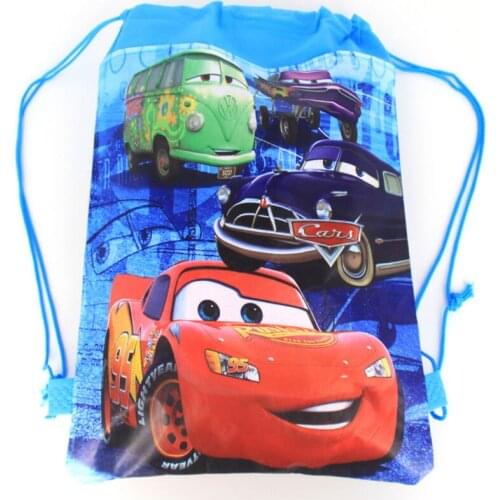 6/12/24/30PCS High Quality Disney Cars Theme Drawstring Bags Kid Favors Travel Pouch Storage Bags School Portable Backpack