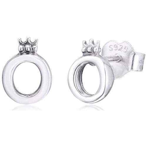 CKK Earrings Polished Crown O Stud Earring for Women Sterling Silver 925 Jewelry aretes Pendientes kolczyki Earing Brincos