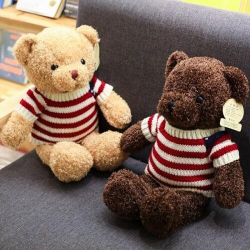 Child Sweater Bow Tie Hold Heart Teddy Bear Doll Plush Toys Mini Little Bear Animal Pillow Ragdoll Kids Christmas Birthday Gift