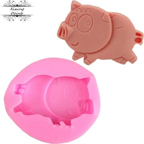 DIY cute cartoon pig shaped silica gel mold candy chocolate cake decoration mold biscuit plaster year clay mold