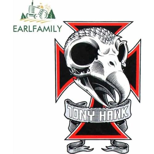 EARLFAMILY 13cm x 8.6cm Funny Car Stickers and Decals RV JDM Skateboard Laptop for Birdhouse Tony Hawk Skull Anime Car Wrap