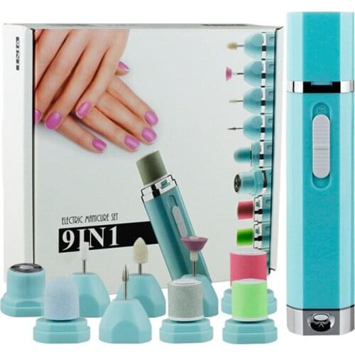 Portable 9 In 1 Electric Manicure Drill Set Pedicure Nail File Clippers Nails Art Device Nail Trimming Kit Manicure Pedicure Set