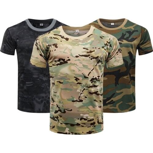Camouflage Tactical Shirt Short Sleeve Mens Quick Dry Combat T-Shirt Military Army T Shirt Camo Outdoor Hiking Hunting Shirts
