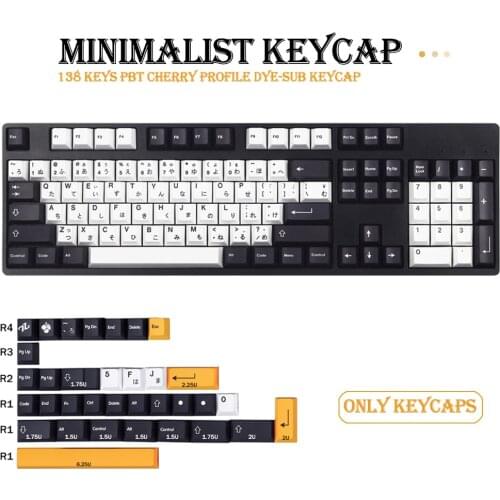 138 Keys PBT Keycap DYE-SUB Cherry Profile Personalized Minimalist Keycaps For Cherry MX Switch Mechanical Keyboard
